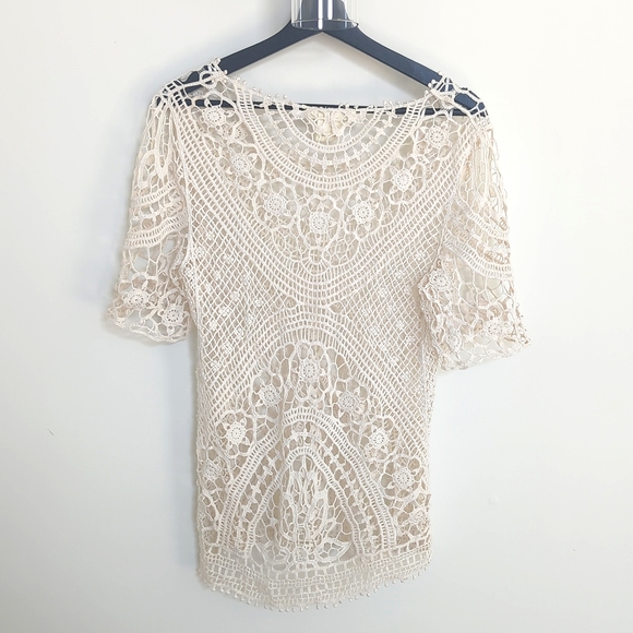 SOLITAIRE White Crocheted Top Size Small - Picture 2 of 5